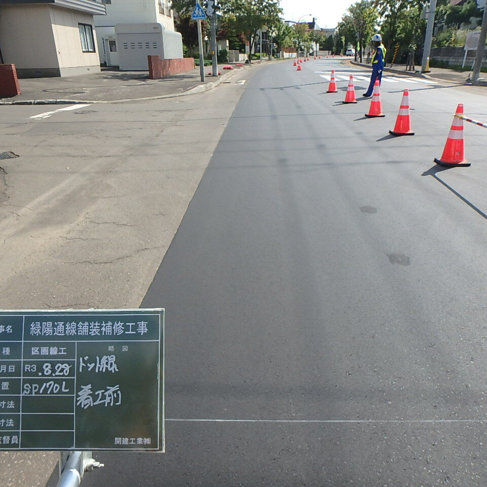 緑陽通のドット線施工前